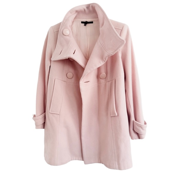 Zara Basic Pink Wool Blend Double Breasted Pea Coat – Size M - Picture 4 of 9